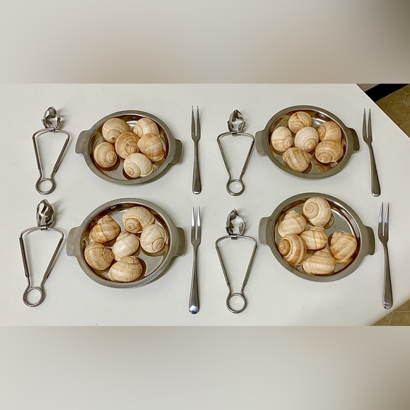 Mid Century Vintage Stainless Steel Escargot Appetizer Set for 4 - Picture 8 of 16